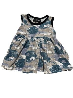Nooworks Printed Top with Black Trim and Teal Pattern